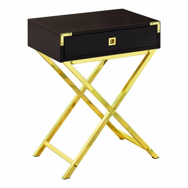 Daphnes Dinnette 24 in. Cappuccino & Gold Metal Accent Table DA3070088